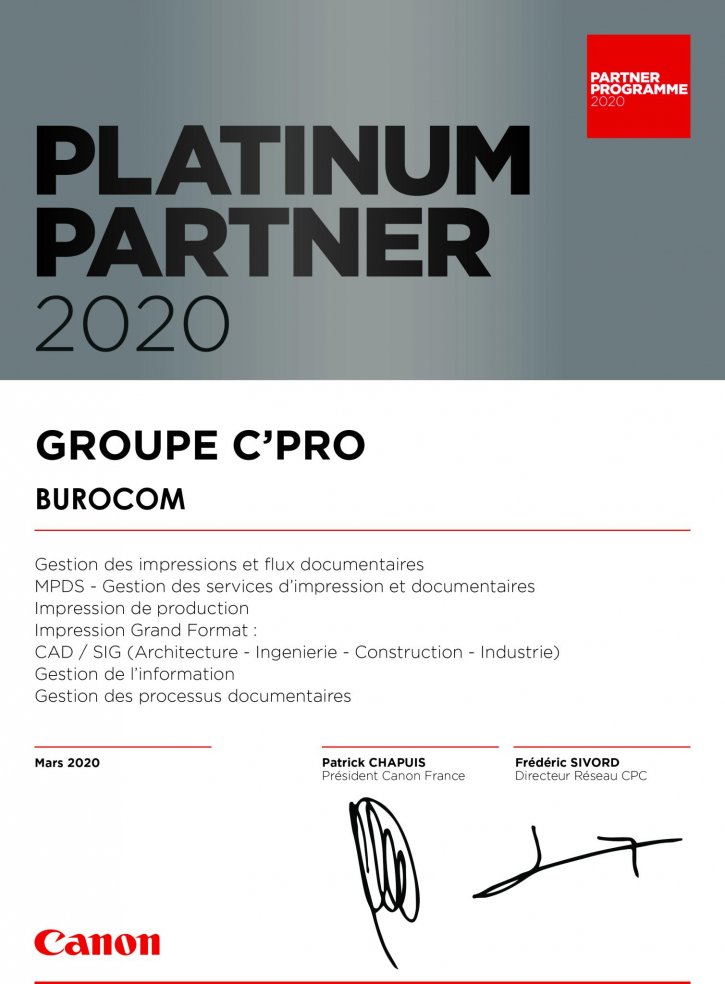 Certification Canon Platinum !