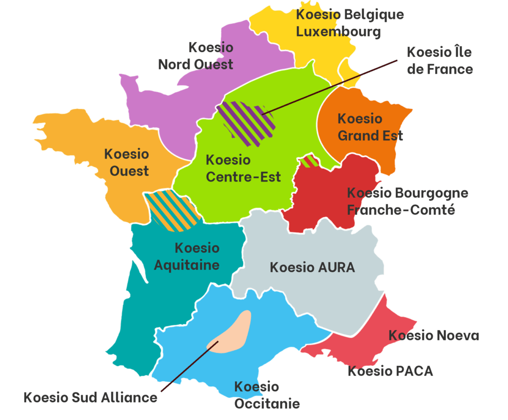 Les entités de Koesio couvrent toute la France pour votre transformation numérique