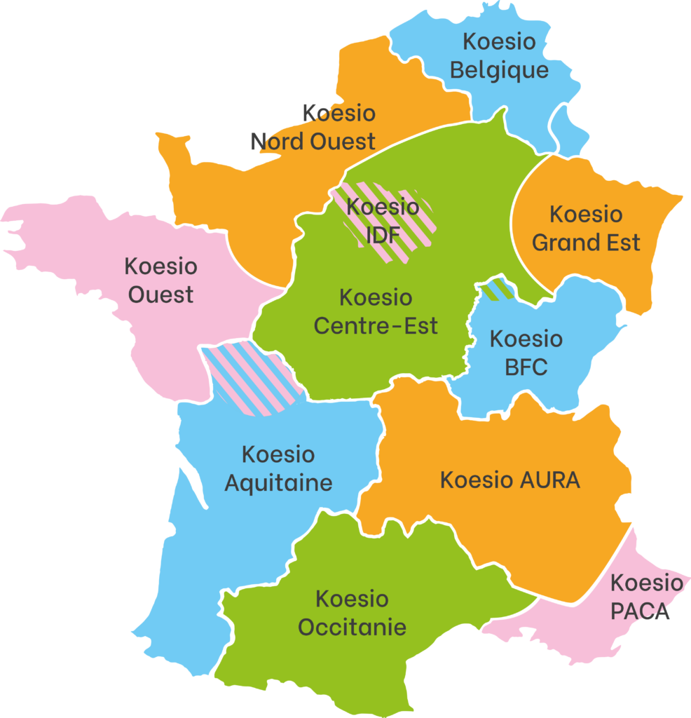 Les entités de Koesio couvrent toute la France pour votre transformation numérique