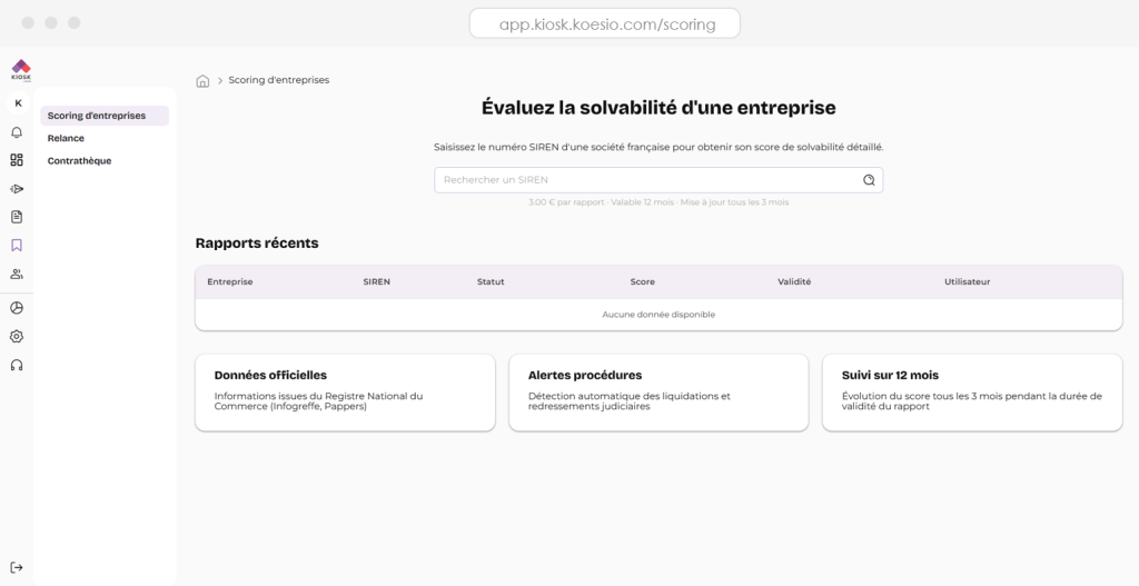 Kiosk Plateforme Scoring Entreprise